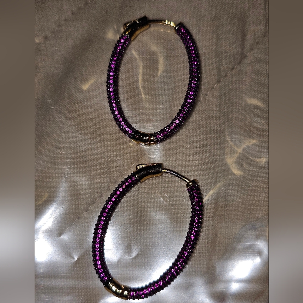 Elegant Purple Hoop Earrings